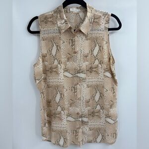 EQUIPMENT FEMME Colleen Silk Snake Print Sleeveless Blouse in Cream Size Small